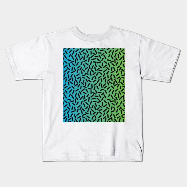 90s Retro Pattern Teal Green Gradient Kids T-Shirt by SubtleSplit